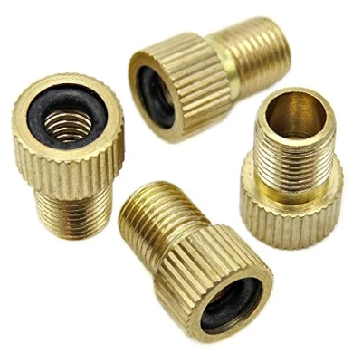 Image of Bike Bits Brass Presta Valve Adapter Convert to Schrader Inflate Tire Using Standard Pump or Air Compressor (4 Pack)