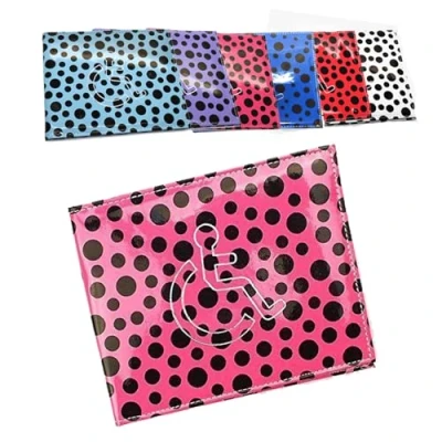 Image of AlezyB 1x Dotted Light Pink Disabled Badge Holder, PU Leather Wallet Protector Parking Permit Cover Holder