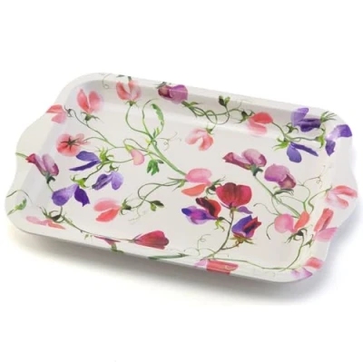 Image of That&#039;s Crackers! Sweet Peas Tinware Tray 24 x 16cm Emma Bridgewater Gift