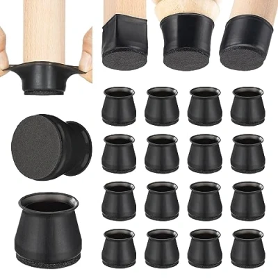 Image of Aneaseit Chair Leg Floor Protectors 1 1/2&quot; x 16 pcs Black Felt Bottom Silicone Pads for Hardwood Floors &amp; Furniture Feet Rubber Caps Chairs Medium