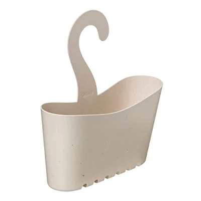 Image of TATAY Hanging Shower Basket, Polypropylene, 100% recycled material, Multifunctional Beige, Dimensions: 25 x 9 28 cm