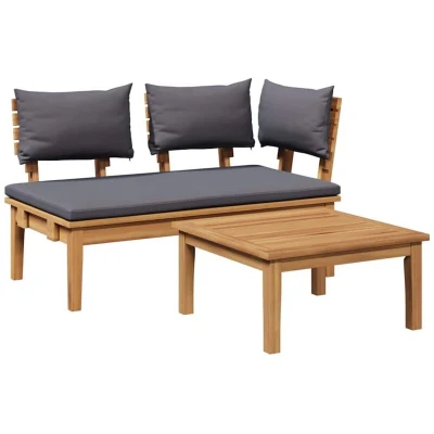Image of vidaXL 2 Piece Garden Bench Set Solid Wood Teak