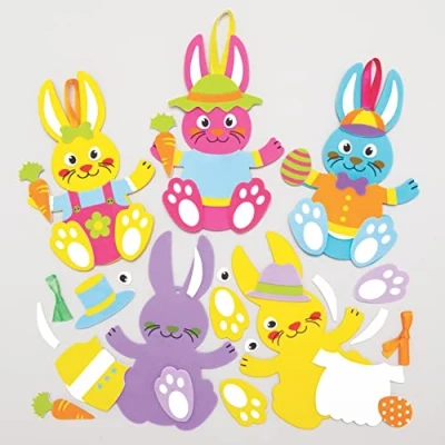 Image of Baker Ross Easter Bunny Mix &amp; Match Decorations Pack of 8, Crafts for Kids (AX767)