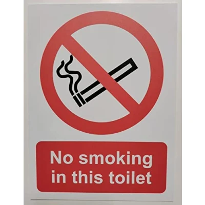 Image of NO Smoking in This Toilet Sign 1.2mm Rigid Plastic 150mm x 200mm