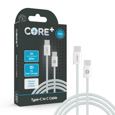Image of CORE + 1M USB C to Charger Cable 3A 60W Power Delivery Fast Charging Compatible with iPhone 15 Pro/Max, Macbook, Samsung, Google Devices (1 x 1.5M Woven Premium)