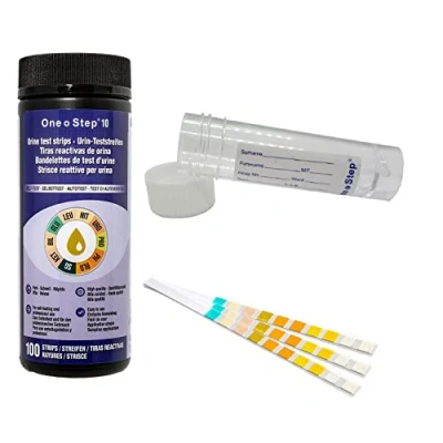 Image of 1 Tub (100 Strips) 10 Parameter Professional/GP Urinalysis Urine Test + Sample 30ml Bottle (pH/Glucose/Ketone/Liver &amp; Kidney Infection)