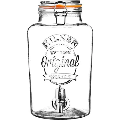 Image of Kilner Large Clip Top Storage Drinks Preserving Wine Beverage Dispensers Jars with Tap 8 Litre