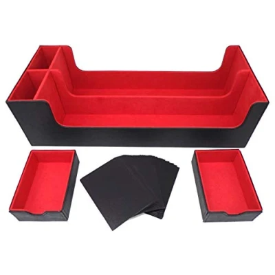 Image of docsmagic.de Premium 2 Row Trading Card Storage Box Black/Red + Trays &amp; Divider MTG PKM YGO