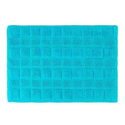 Image of Relaxdays Cotton, 60 x 40 cm, Non Slip, Washable, Bath Mat, Rectangular, Turquoise