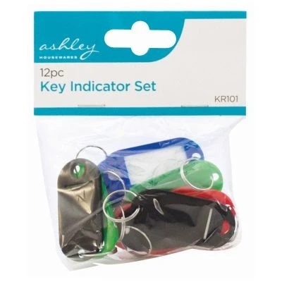 Image of 12pc Multicolour Plastic Keyring Indicator Set By Ashley