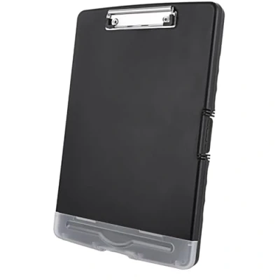 Image of ASelected Clipboard with Storage,A4 Pen Holder,Plastic Clipboards Compartment, Heavy Duty Storage Box Folder for School, Office, Medical Personnel, Side Opening (Black)