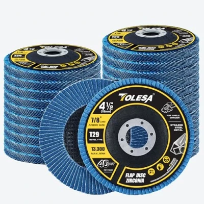Image of TOLESA Flap Disc 40 Grit, 115mm Angle Grinder Discs, Type 29 Grinding Discs for Stainless Steel, Sheet Metal, Cast Iron (24 Pack)