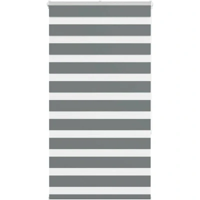 Image of vidaXL Zebra Blind Dark Grey 75x150 cm Fabric Width 70.9 Polyester