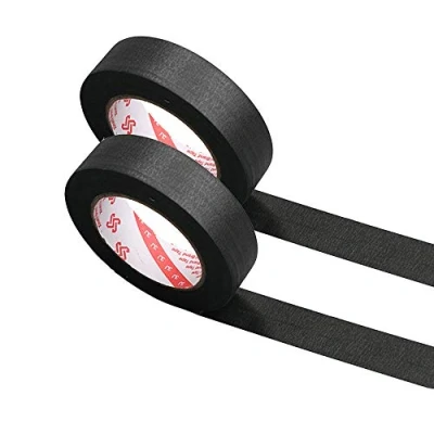 Image of Vogueing Tool 2 Rolls 10mm x 50m Textured Paper Tape Writable Masking Painters for Paint Craft and DIY Black