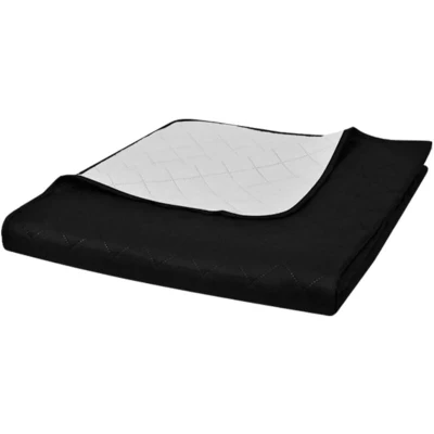 Image of vidaXL Double sided Quilted Bedspread Black/White 220 x 240 cm