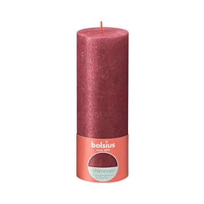 Image of Bolsius Pillar Candle Shimmer Red 19 cm / ø 7