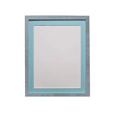 Image of FRAMES BY POST H7 Picture Photo Frame Mineral Grey with Blue Mount 10 x 8 Image Size 6 Inch