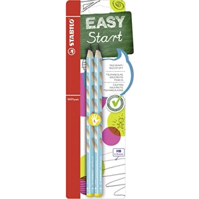 Image of STABILO Ergonomic Graphite Pencil EASYgraph Left Handed Pack of 2 Blue HB