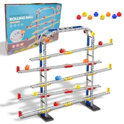 Image of Koolbitz Creative Ball Track Builder Set for Kids 453 PCS Marble Run Construction Kit Educational STEM Toy Enhances Creativity, Problem Solving &amp; Motor Skills Colorful, Non Toxic Ages 3+