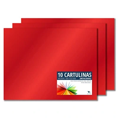 Image of RAYLU Paper Coloured Metallic 50 x 65 cm, Pack of 10 Cardboard 180g/m², 210 297 mm, Professional Boxes for Office, Copy Paper, Colourful Crafts (Metallic