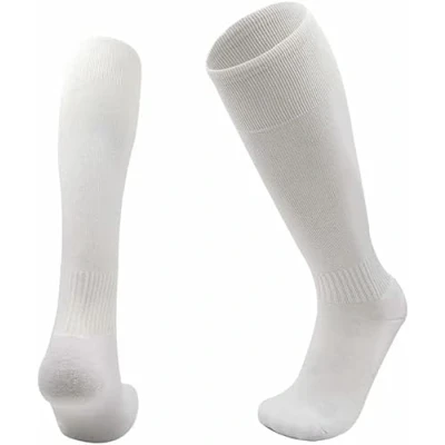 Image of Unisex Football Rugby Grip Soccer Socks High Knee Cushion with Athletic Non Slip Sports Trainer Multi Long (as8, numeric, numeric_6, numeric_11, regular, White)