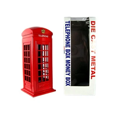 Image of Money Boxes 784311757517 Telephone Box Made of Die Cast, London Collectable Souvenir, Metalic Red