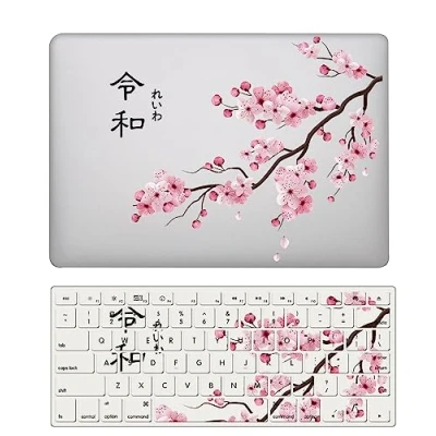 Image of Compatible with New MacBook Air 13 inch Case Retina Display &amp; Touch ID 2020 2019 2018 Release Model A1932 A2179 A2337 M1, Plastic Protective Hard Shell Cover Keyboard Cover, Peach Blossom