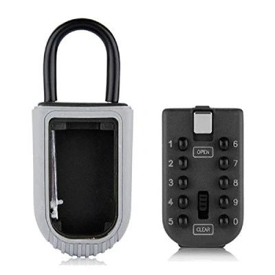 Image of NUZAMAS Realtor key Lock Box Safe Lockbox 10 Digit Push Button Combination Vault Portable Outdoor Stor a Door Handle or Fence Mount