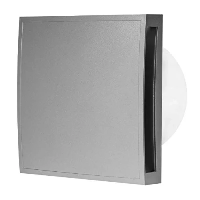 Image of EUROPLAST Diameter 125mm Light Switch Activation Bathroom Extractor fan with Timer 5 inch Silver Ventilation a Front Panel