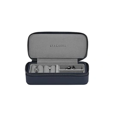 Image of Stackers Navy Blue Medium Zipped Jewellery Box Mens