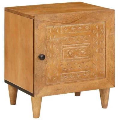 Image of vidaXL Bedside Table Light brown 40 x 33 46 cm Solid mango wood