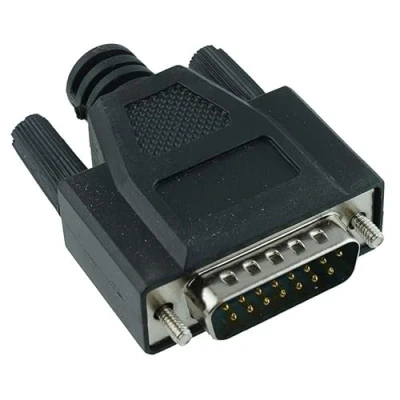 Image of 15 Way D Connector Plug Solder Lug + Screwlock Hood Cover