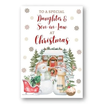 Image of Second Ave Daughter &amp; Son in Law Christmas Snowmen Winter Xmas Holiday Festive Greetings Card