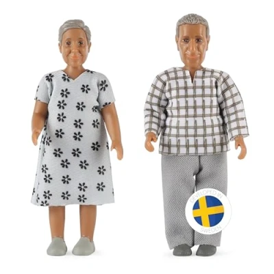 Image of LUNDBY Doll House Dolls People Family Mini Dolls, Nikki Set Grandparents 2 Adults, Bendable Plastic Toy Figures, Dollhouse Small for Girls and Boys Age 3+ 1:18