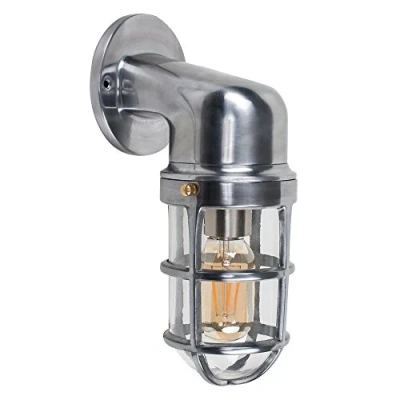 Image of Stylish IP44 Rated Nautical Design Polished Aluminium Metal Outdoor Wall Fisherman Light Lantern