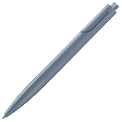 Image of Lamy noto blue ballpoint pen purist with triangular plastic barrel clip emerges from the contour incl. large capacity refill M 16 in line width black