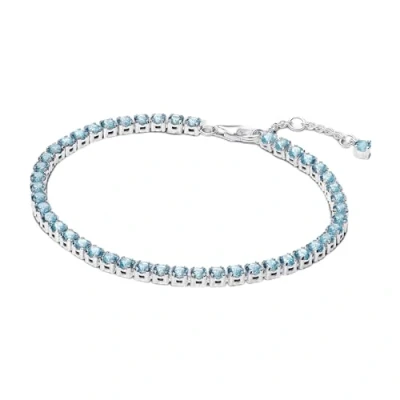 Image of Pandora Silver Sparkling Light Blue Tennis Bracelet