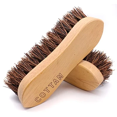Image of COTTAM Hand Scrubbing Brush (x2) Scrubber Deck Scrub Eco 100% Natural Bassine (Bristle) &amp; Wood