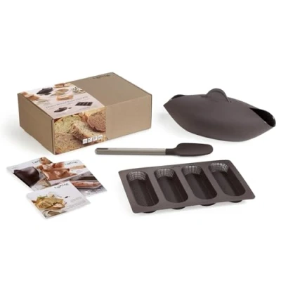 Image of Lékué Homemade Bread Kit, Silicone, Brown, 30 x 25 15 cm