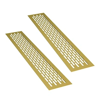 Image of sossai® Aluminium Ventilation Grille Alucratis (2 Piece) Rectangular Dimensions: 48 x 8 cm Colour: Gold Powder Coated