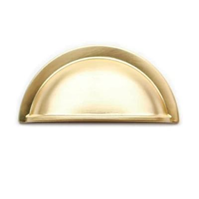 Image of Box of 10 x 64mm Brushed Brass Cup Handles for Kitchen Cabinets Bedroom Furniture Cupboards