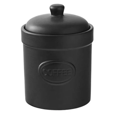 Image of BIA Coffee Canister Matte Black Storage Jar Stoneware Kitchen &amp; Organisation Available in White and