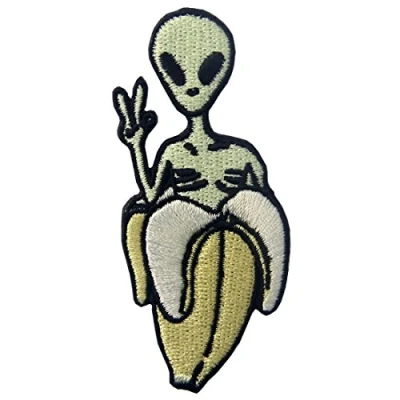 Image of Alien in Banana Patch Embroidered Applique Iron On Sew Emblem