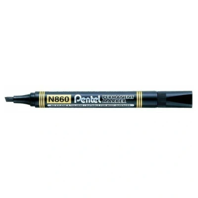 Image of Pentel N860 Permanent Marker Chisel Tip 2.5 7mm Line Black (Pack 12)