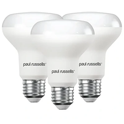 Image of paul russells Cool White E27 Spotlight 10W LED Reflector R80 Light Edison Screw 60w Equivalent Bulb 940 Lumen 4000K Frosted 120 Beam Angle ES Energy Saving Lightbulbs, Pack of 3