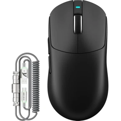 Image of ATTACK SHARK X8 PLUS Wireless Gaming Mouse With C06 Ultra LED Cable, 55g SUPERLIGHT, Large Hand Size, PixArt PAW3395PRO Sensor, BT/2.4G Wireless/Wired, 40000 DPI, 500mAh Battery(Black)