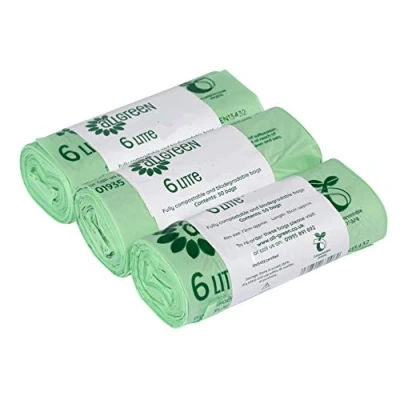Image of 6 Litre x 150 All Green Compostable Kitchen Caddy Liners Food Waste Bin EN 13432 6L Bags