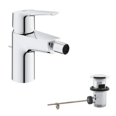 Image of GROHE Start Quickfix Single Lever Bidet Mixer with Pop Up Waste Set, Water Saving, Chrome 32560002