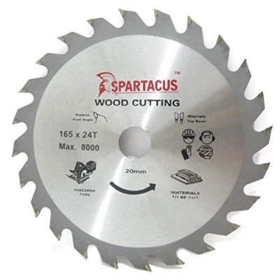 Image of Spartacus 165mm Diameter x 24 Teeth 20 Bore Wood Cutting Circular Saw Blade Fits Makita DSS610 DSS611 DHS680