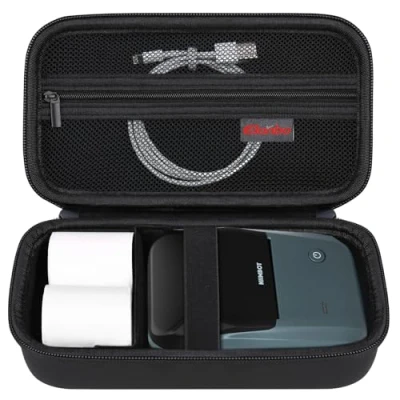 Image of Elonbo Carrying Case for NIIMBOT B1 Label Maker Machine, Portable Mini Wireless Bluetooth Printer Travel Bag, Small Handheld Labeler Storage Holder, Mesh Pocket Fits Paper, Black